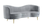 Coaster Sophia Upholstered Sofa with Camel Back Grey and Gold Model 506864